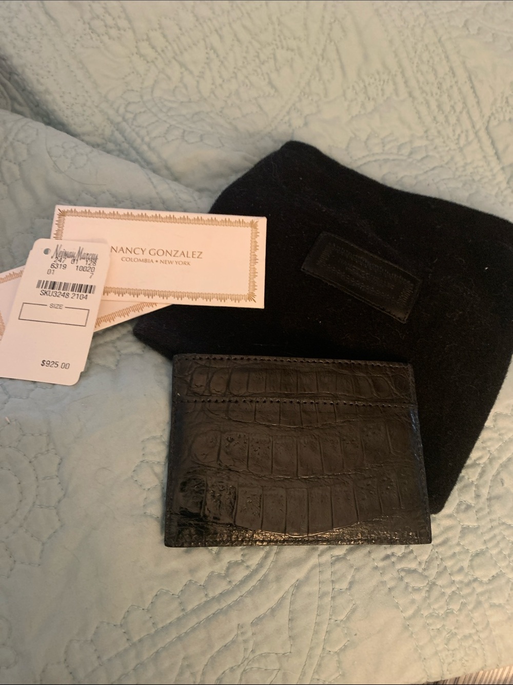 Nancy Gonzalez Black Crocodile Leather Card Wallet